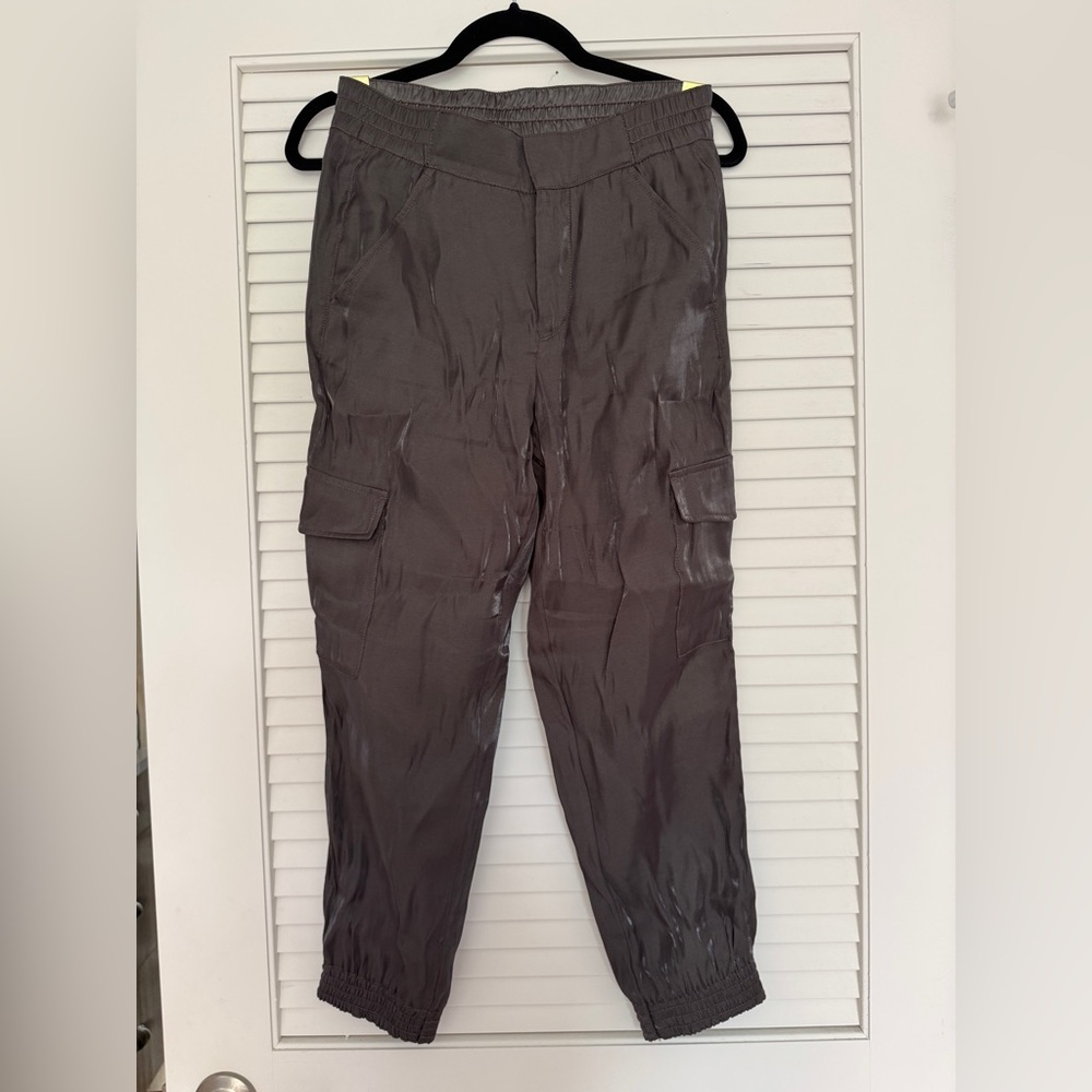 Anthropologie Dark green/Gray Shimmer Shine Joggers Cargo Pants Medium XSP - Picture 5 of 7